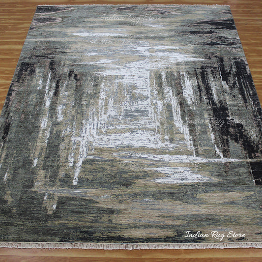 Tappeto moderno indiano di grandi dimensioni, fatto a mano in morbida lana Tappeto moderno indiano di grandi dimensioni, fatto a mano in morbida lana