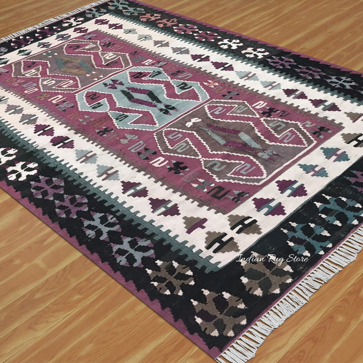 Natural Multicolor Hand Woven Wool Living Room Rug - Indian Rug Store Natural Multicolor Hand Woven Wool Living Room Rug - Indian Rug Store