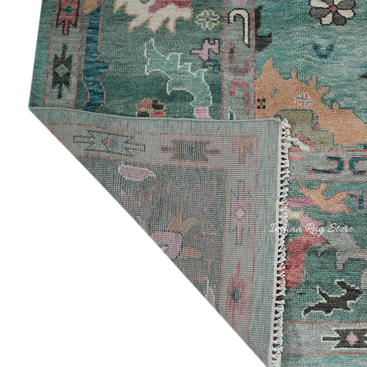 Hand Knotted Modern Green Oushak Wool Rug For Living Room Hand Knotted Modern Green Oushak Wool Rug For Living Room