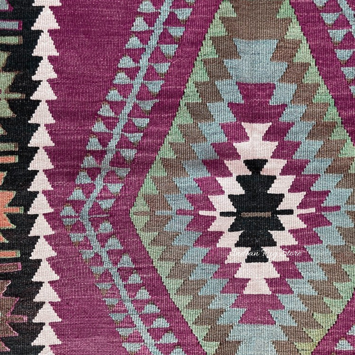 Hand Woven Wool Pink and Black Hall Area Rug - Indian Rug Store Hand Woven Wool Pink and Black Hall Area Rug - Indian Rug Store