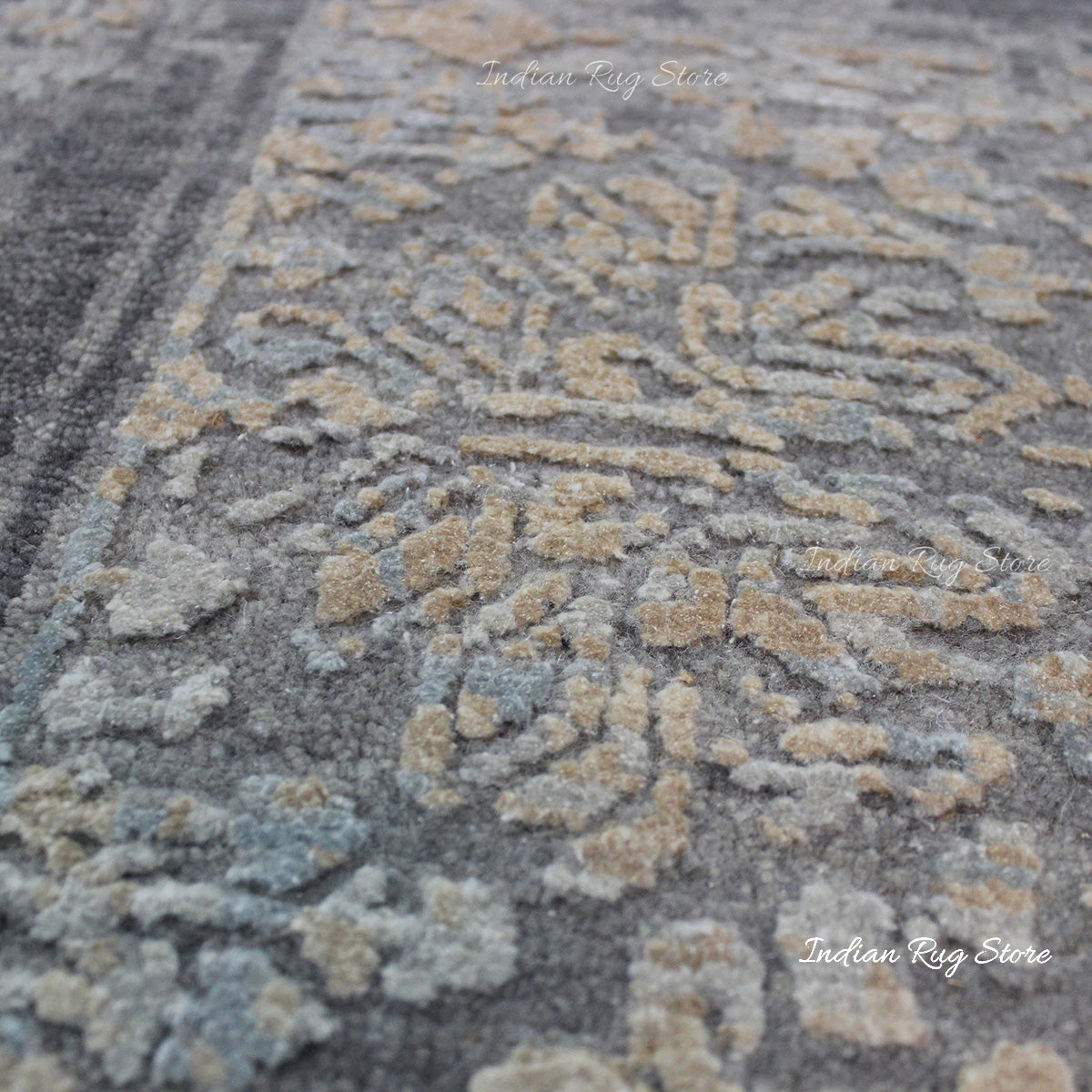 Gray Soft Wool Hand Knotted Home Decor Large Area Rug - Indian Rug Store Gray Soft Wool Hand Knotted Home Decor Large Area Rug - Indian Rug Store