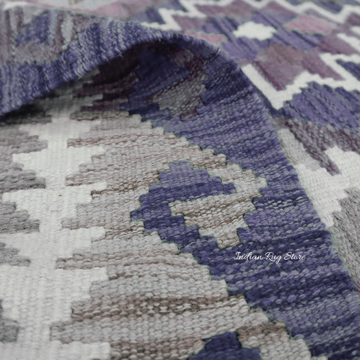 Blue Hand Woven Multicolor Home Decor Wool Rug - Indian Rug Store Blue Hand Woven Multicolor Home Decor Wool Rug - Indian Rug Store