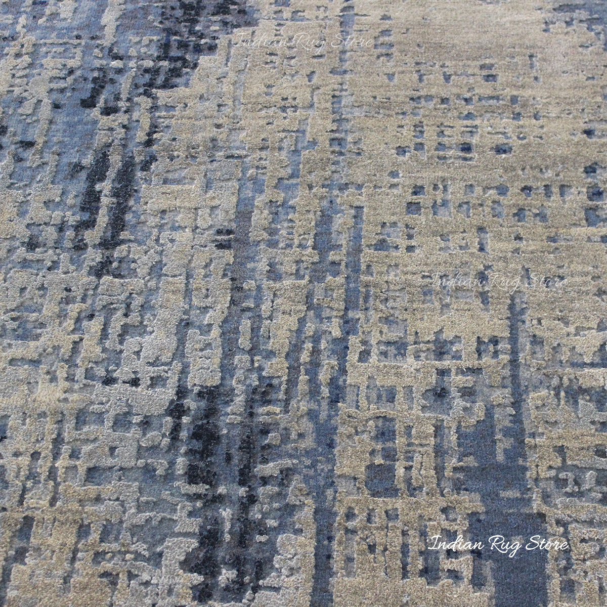 Indian Soft Wool Hand Tufted Modern Blue Large Area Rug - Indian Rug Store Indian Soft Wool Hand Tufted Modern Blue Large Area Rug - Indian Rug Store