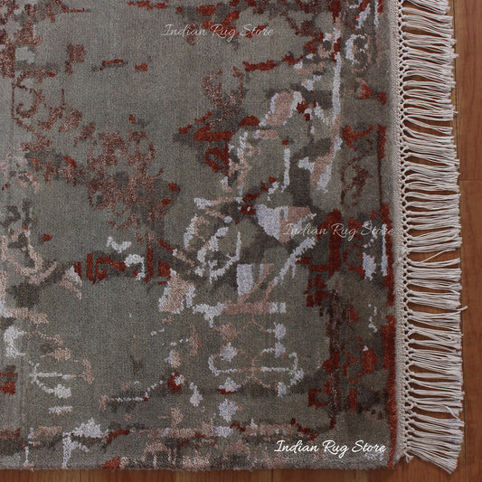 Brown Gray Hand Knotted Wool Bedroom Living Room Rug Brown Gray Hand Knotted Wool Bedroom Living Room Rug