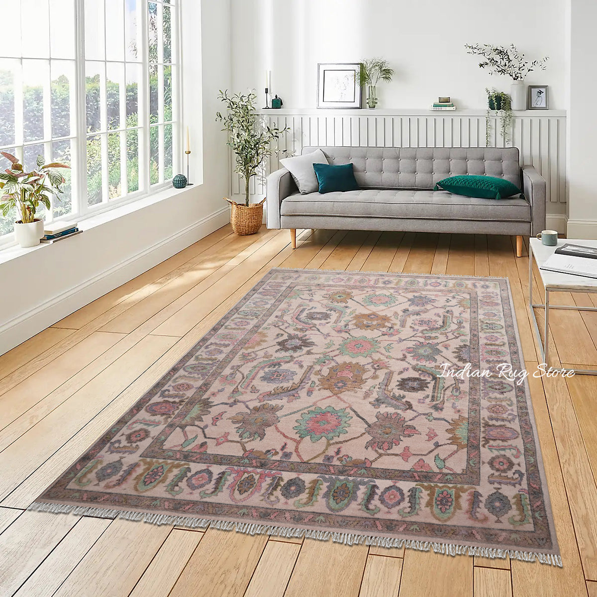 Hand Knotted Beautiful Brown Natural Wool Oushak Rug Hand Knotted Beautiful Brown Natural Wool Oushak Rug