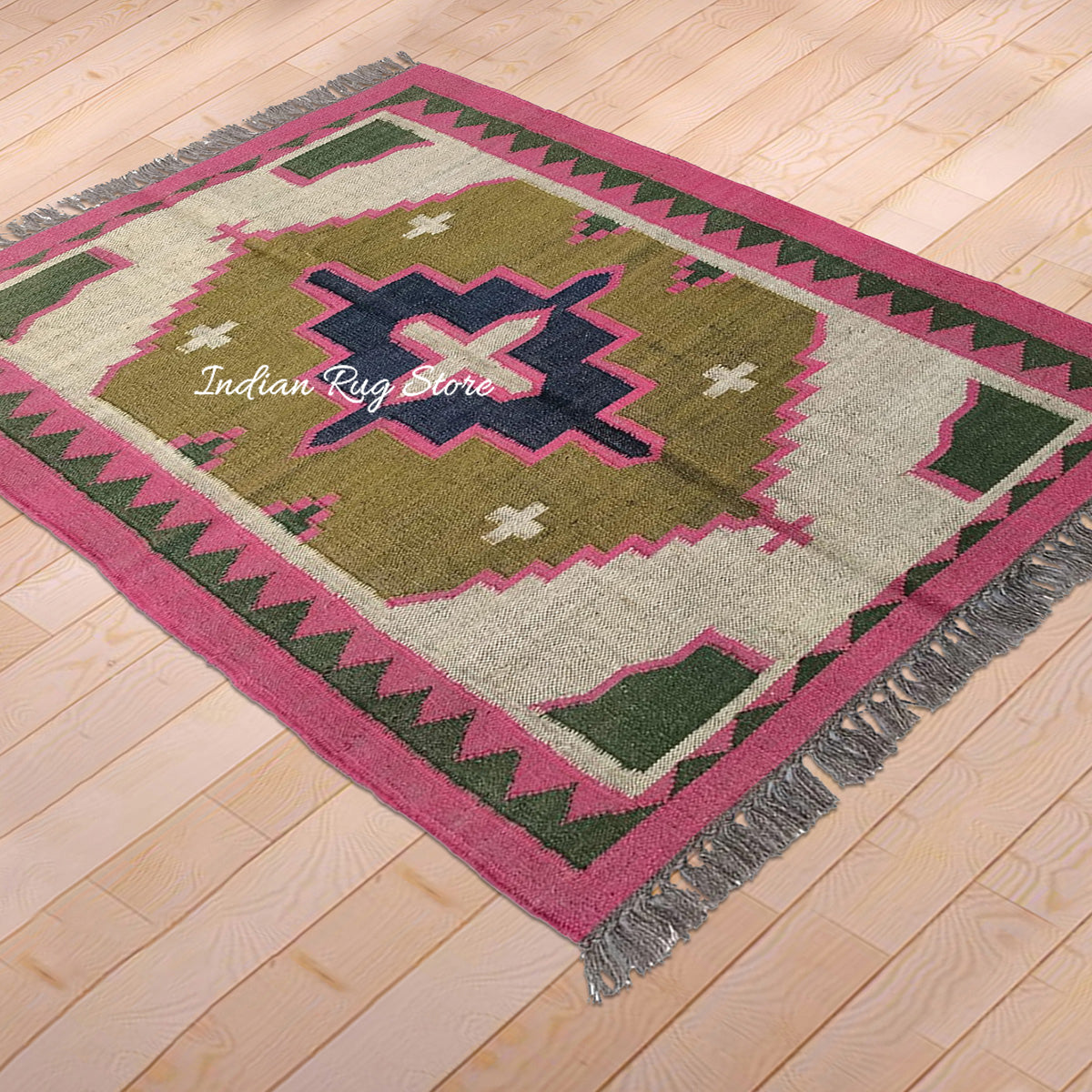 Multicolor Indian Hand Woven Geometric Bedroom Decor Wool Jute Rug - Indian Rug Store Multicolor Indian Hand Woven Geometric Bedroom Decor Wool Jute Rug - Indian Rug Store