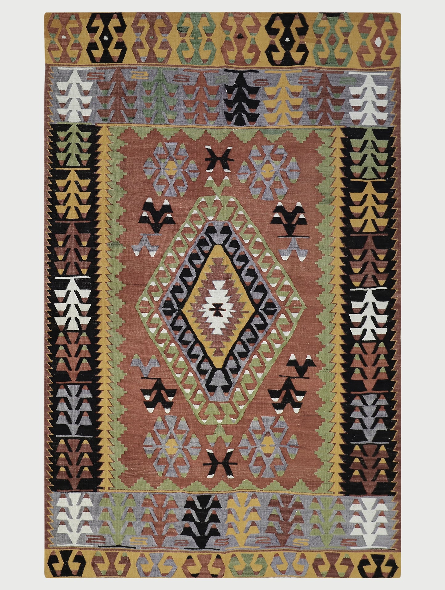 Dining Room Decor Hand Woven Brown Wool Rug - Indian Rug Store