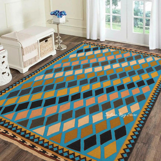 Indian Hand Woven Cotton Kilim Area Red Rug CK-508 Indian Hand Woven Cotton Kilim Area Red Rug CK-508