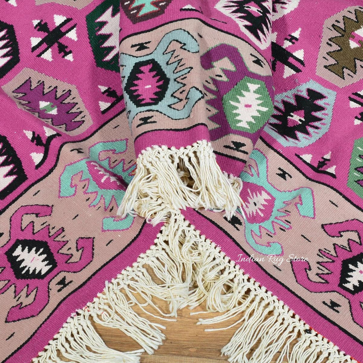 Large Area Brown Hand Woven Cotton Kilim Rug CK-526 - Indian Rug Store Large Area Brown Hand Woven Cotton Kilim Rug CK-526 - Indian Rug Store