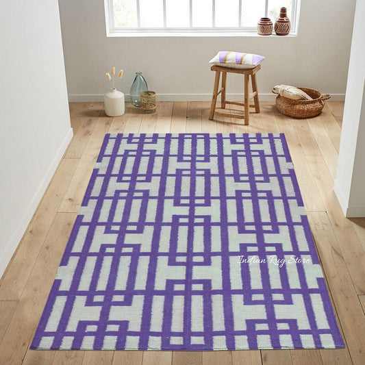 Gray Hand Woven Cotton Kilim Area Rug For Hall Patio CK-545 Gray Hand Woven Cotton Kilim Area Rug For Hall Patio CK-545