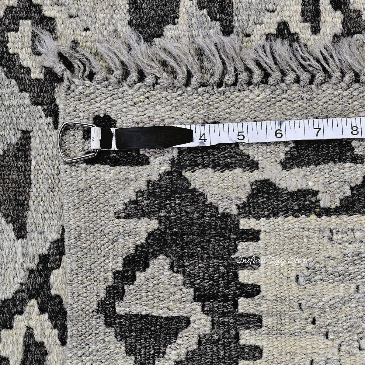 Hand Woven Gray Cotton Kilim Outdoor Patio Rug CK-548 - Indian Rug Store Hand Woven Gray Cotton Kilim Outdoor Patio Rug CK-548 - Indian Rug Store