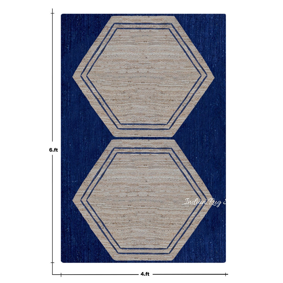Hand Braided Attractive Beige Blue Interior Decor Jute Rug - Indian Rug Store Hand Braided Attractive Beige Blue Interior Decor Jute Rug - Indian Rug Store