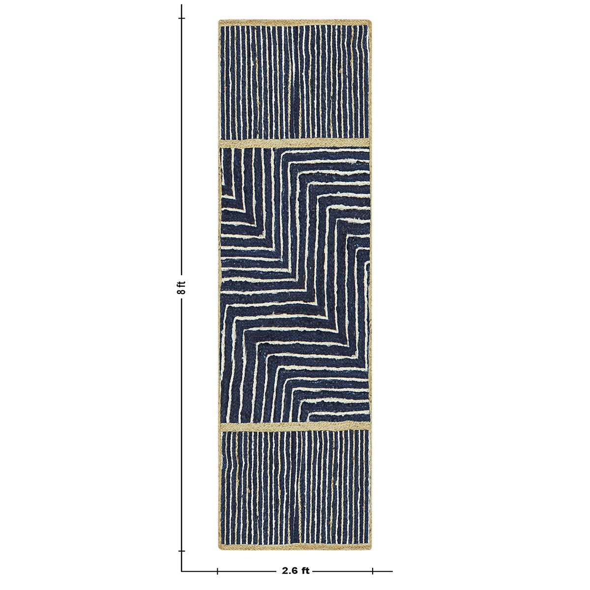 Beige Blue Dhurrie Trendy Design Hand Braided Hallway Jute Rug - Indian Rug Store Beige Blue Dhurrie Trendy Design Hand Braided Hallway Jute Rug - Indian Rug Store