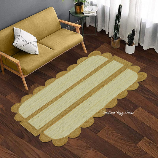 Tappeto in juta bianco beige intrecciato a mano geometrico per corridoio Tappeto in juta bianco beige intrecciato a mano geometrico per corridoio