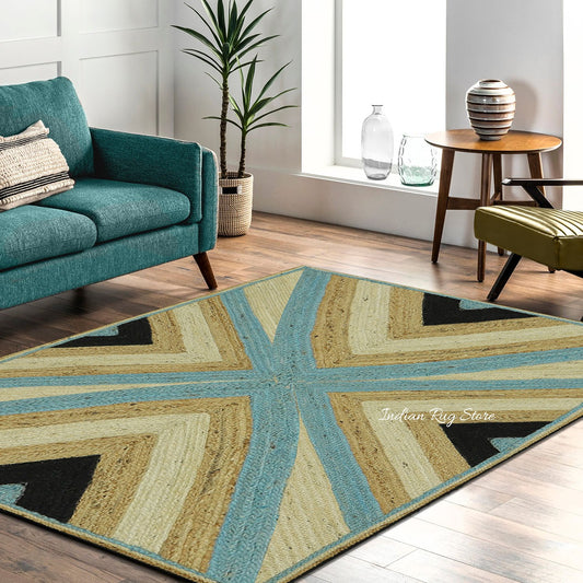 Tappeto d'ingresso in juta multicolore geometrico intrecciato a mano Tappeto d'ingresso in juta multicolore geometrico intrecciato a mano