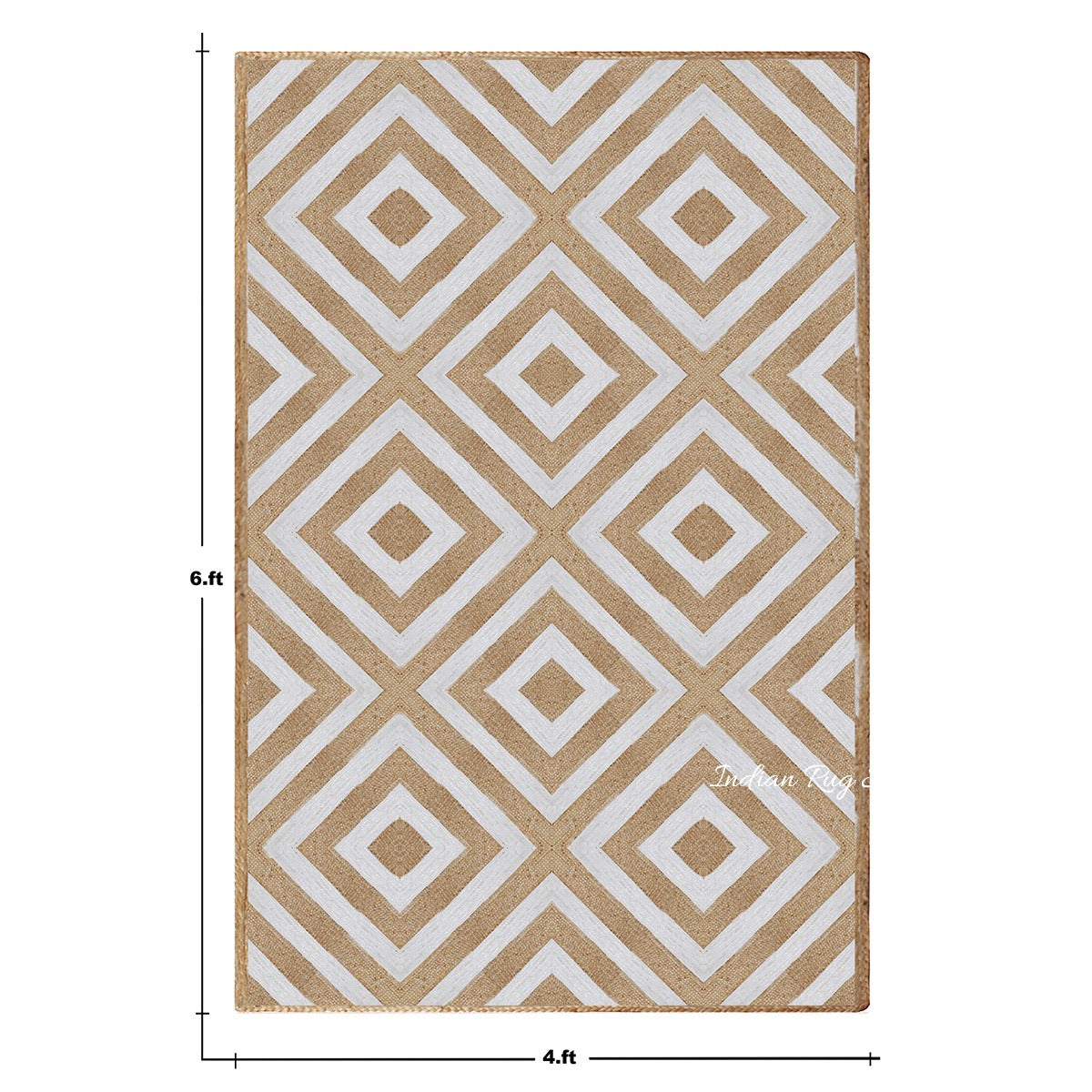 Rectangle White Beige Hand Braided Geometric Entrance Jute Rug - Indian Rug Store Rectangle White Beige Hand Braided Geometric Entrance Jute Rug - Indian Rug Store