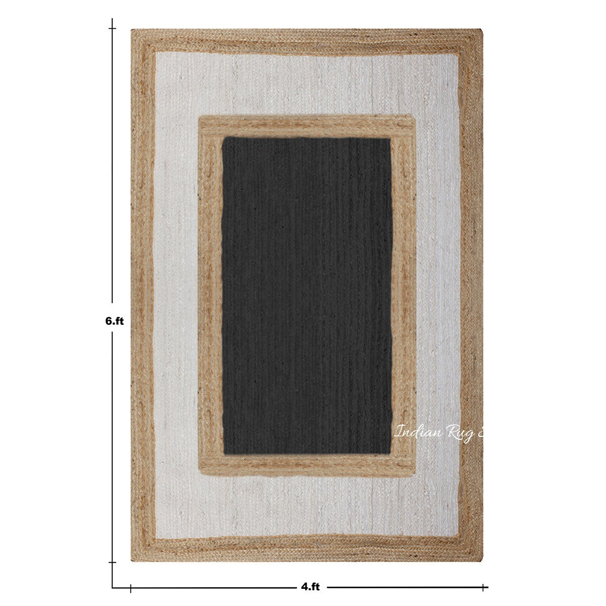 Geometric Beige Black Hand Braided Entrance Decor Jute Rug - Indian Rug Store Geometric Beige Black Hand Braided Entrance Decor Jute Rug - Indian Rug Store