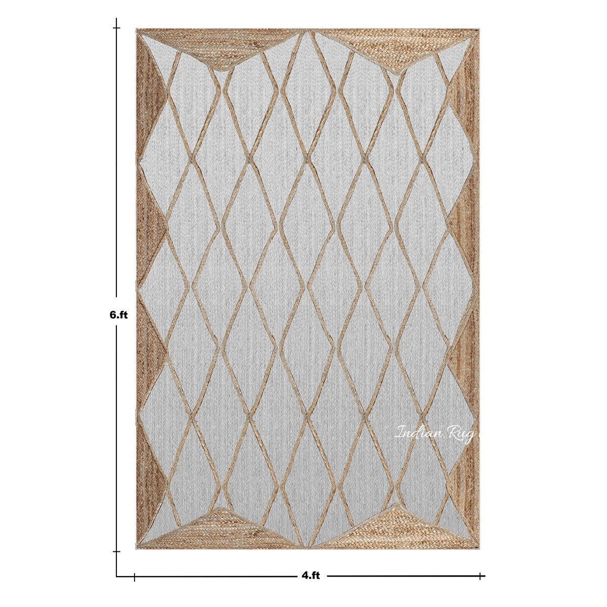 White Beige Hand Braided Geometric Dining Room Decor Jute Dhurries - Indian Rug Store White Beige Hand Braided Geometric Dining Room Decor Jute Dhurries - Indian Rug Store