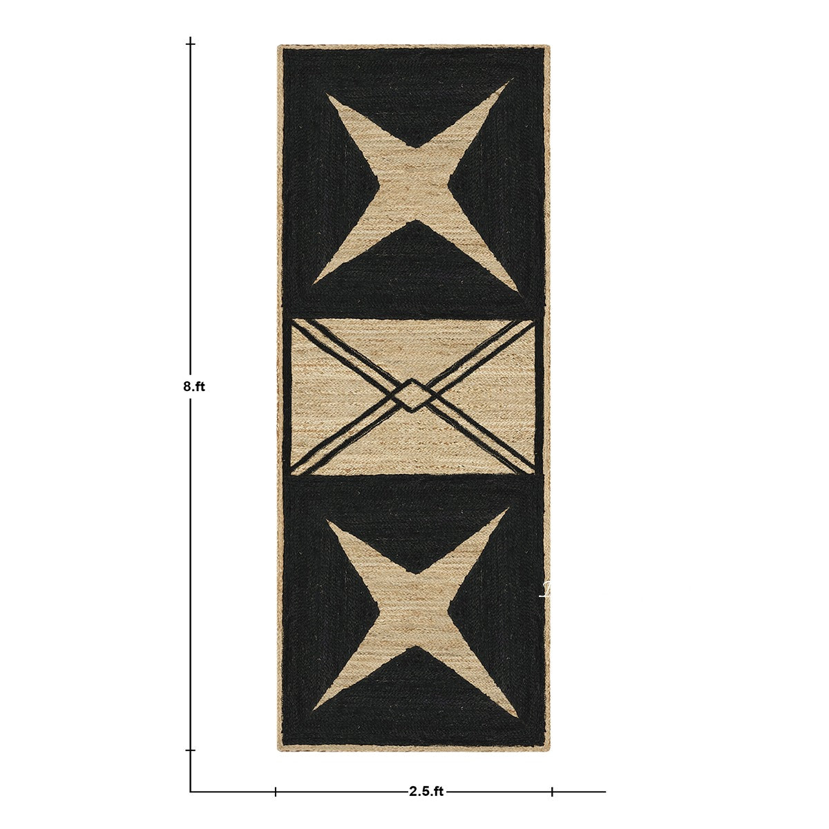 Rectangle Hand Braided Beige Black Geometric Out House Jute Dhurries - Indian Rug Store Rectangle Hand Braided Beige Black Geometric Out House Jute Dhurries - Indian Rug Store