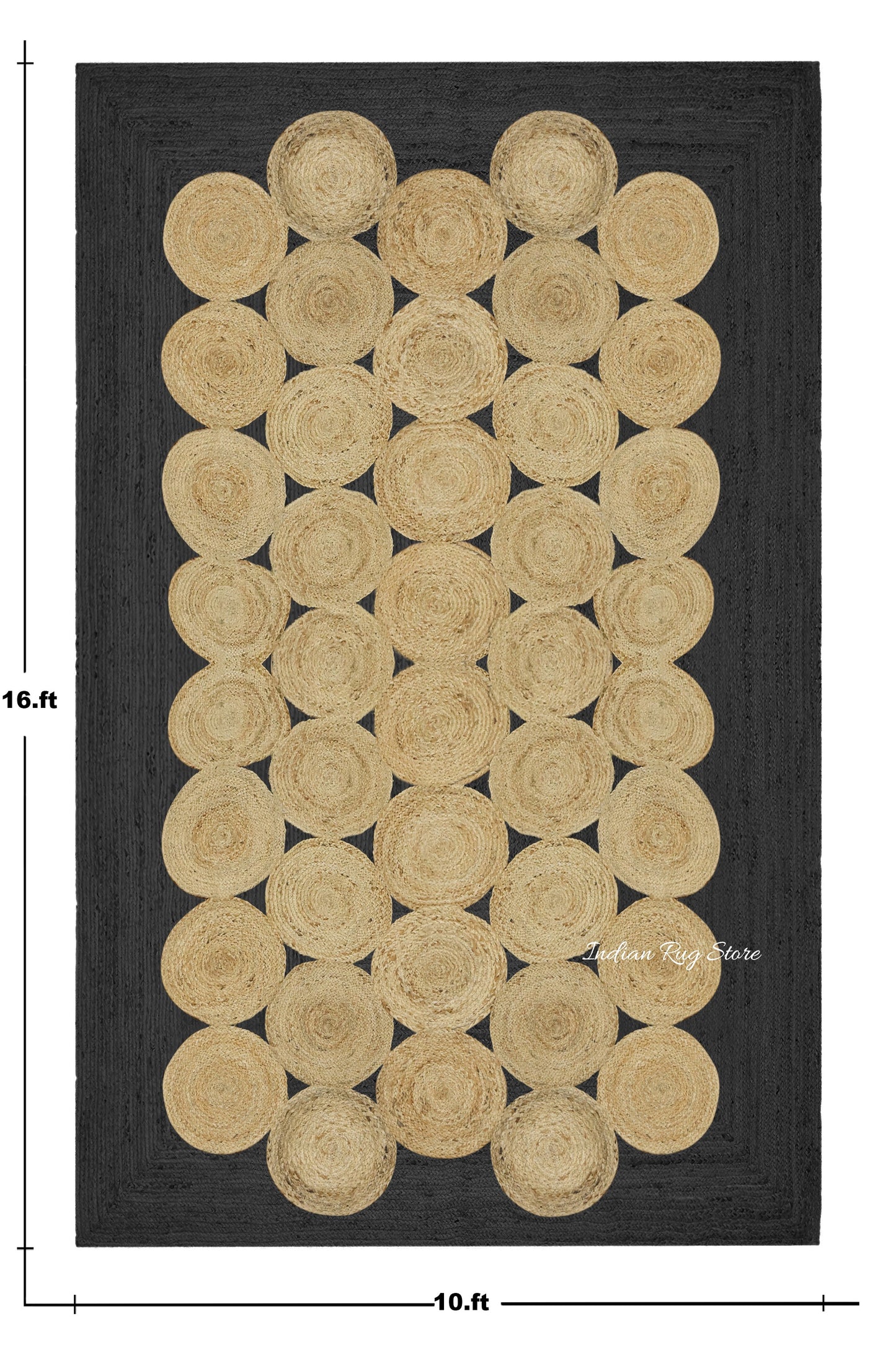 Hand Braided Beige Black Geometric Home Decor Jute Dhurries - Indian Rug Store Hand Braided Beige Black Geometric Home Decor Jute Dhurries - Indian Rug Store