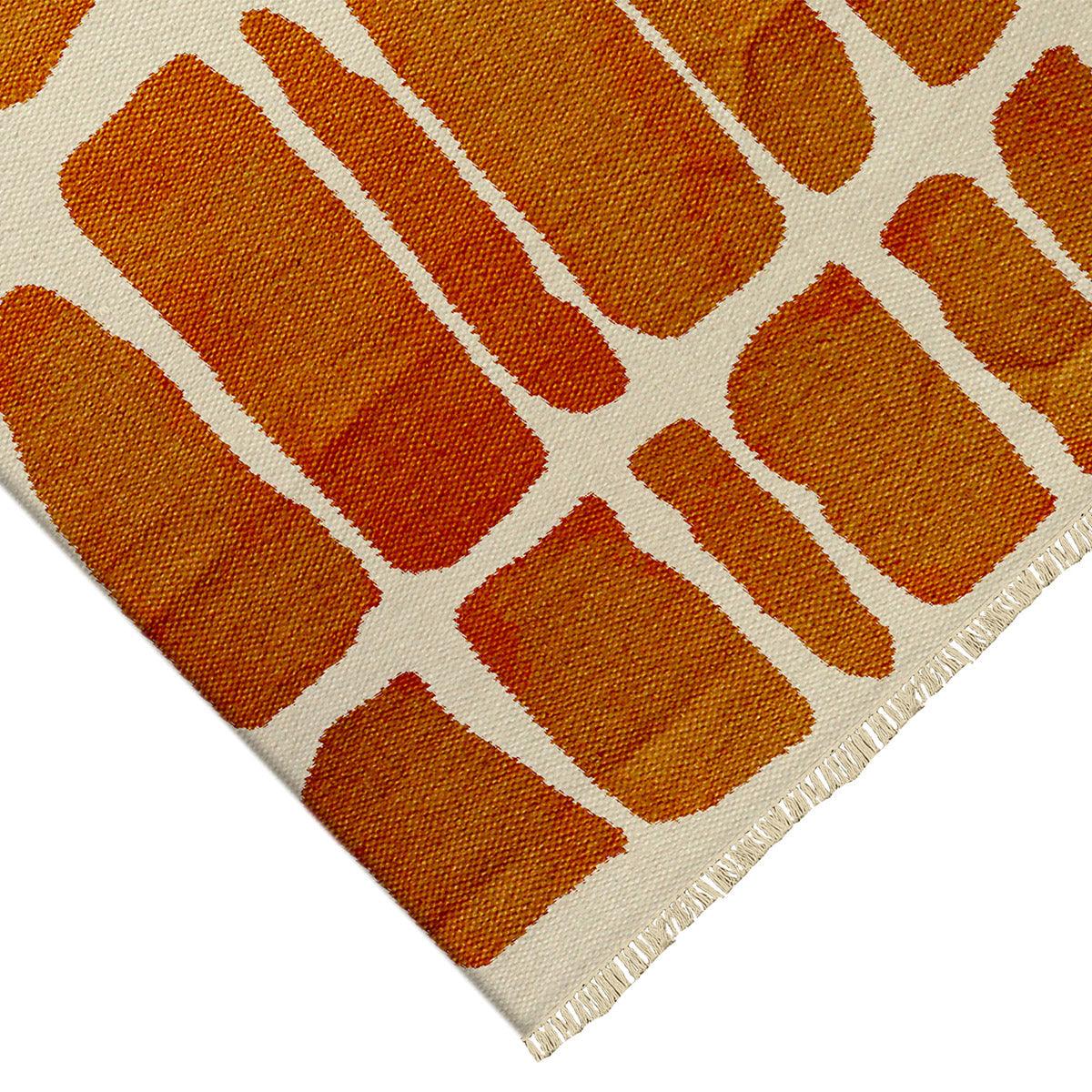Eco Friendly Orange Cotton Handmade Abstract Modern Area Rug DGP-23 - Indian Rug Store