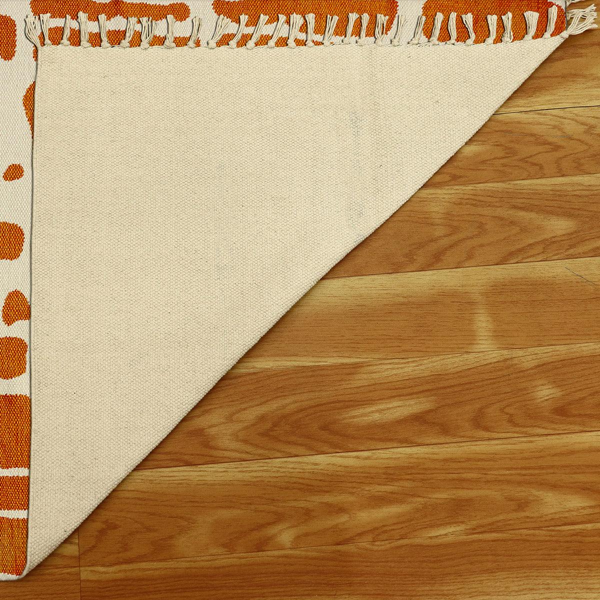Eco Friendly Orange Cotton Handmade Abstract Modern Area Rug DGP-23 - Indian Rug Store