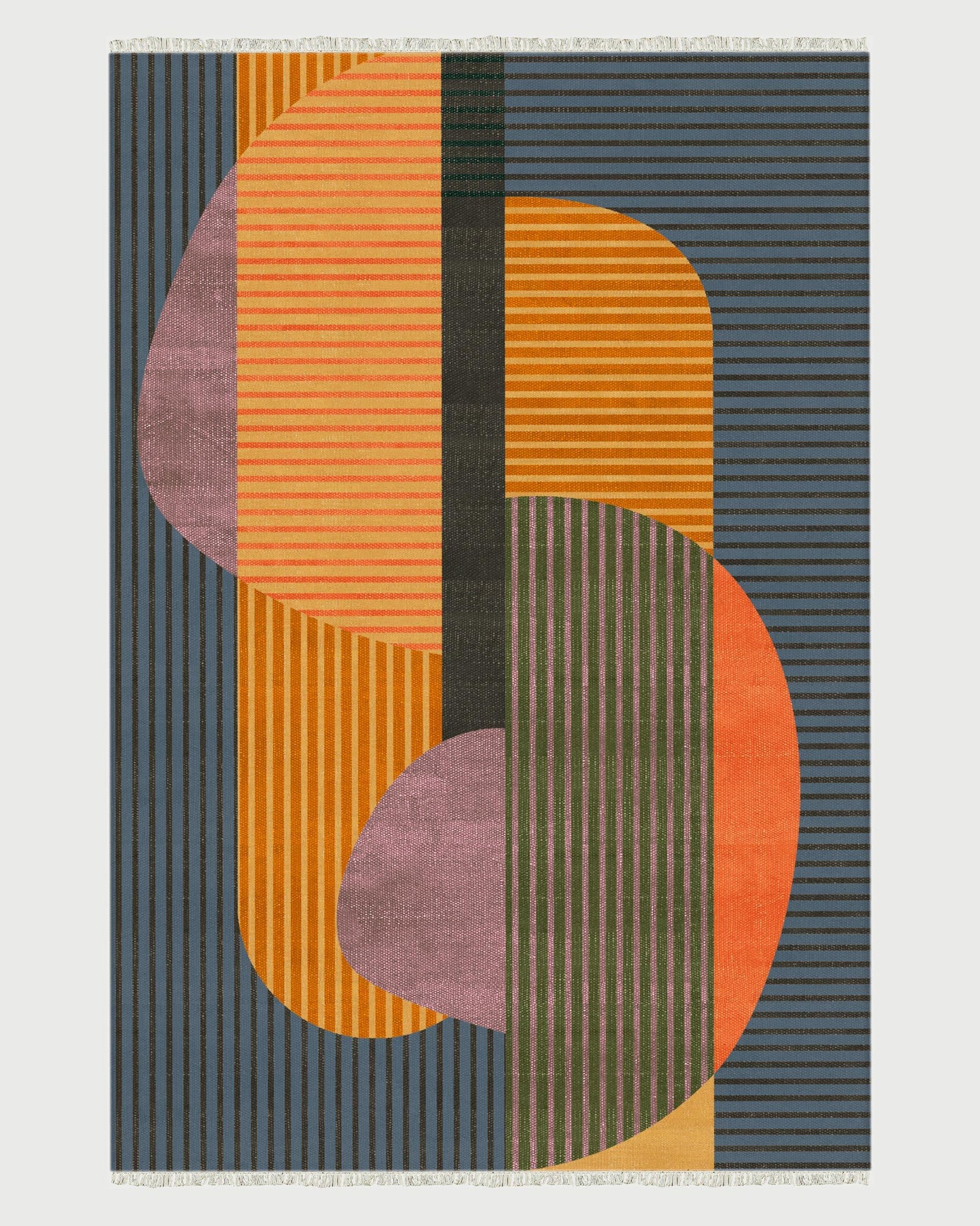 Farmhouse Orange Eco Friendly Bordered Modern Cotton Rug DGP-78