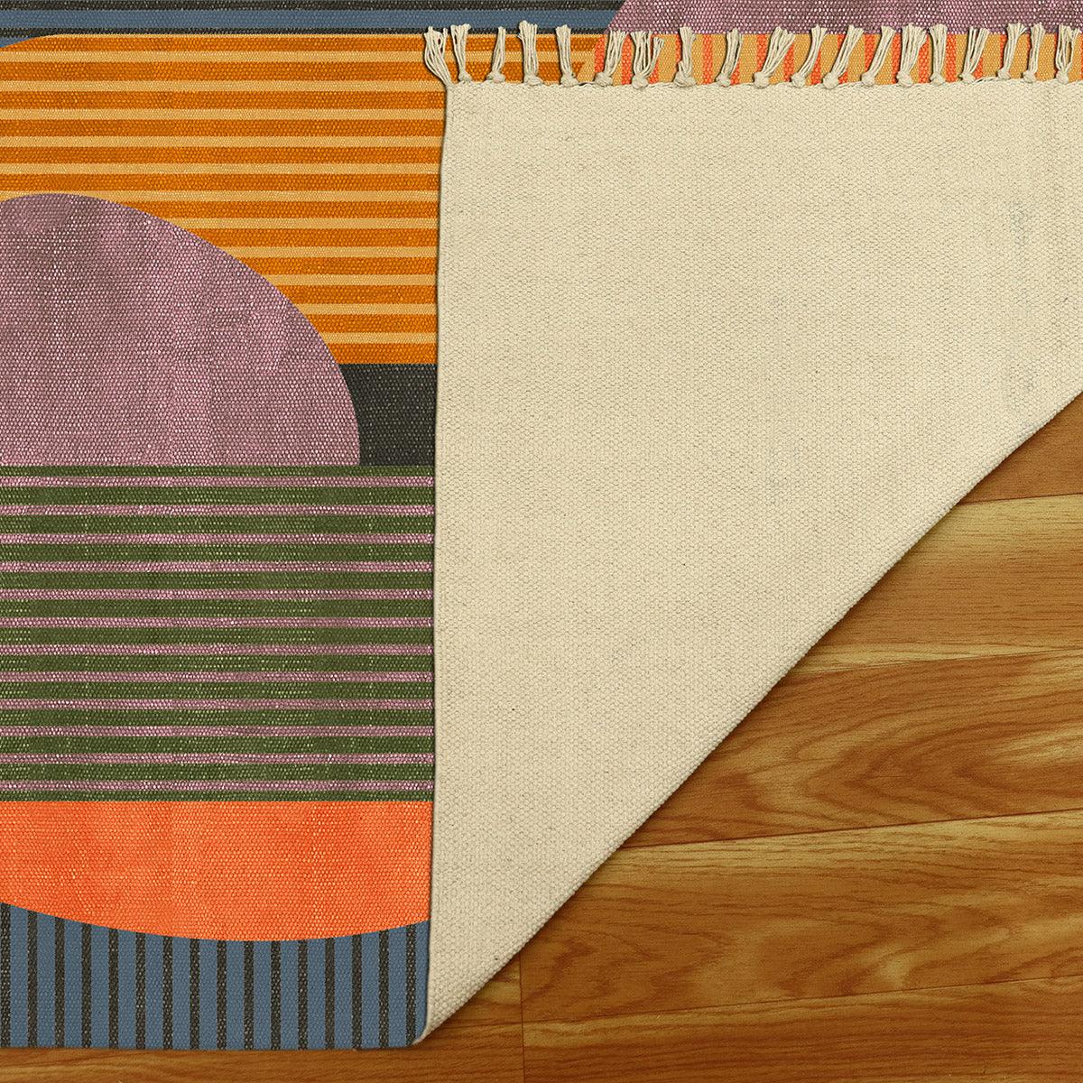 Farmhouse Orange Eco Friendly Bordered Modern Cotton Rug DGP-78