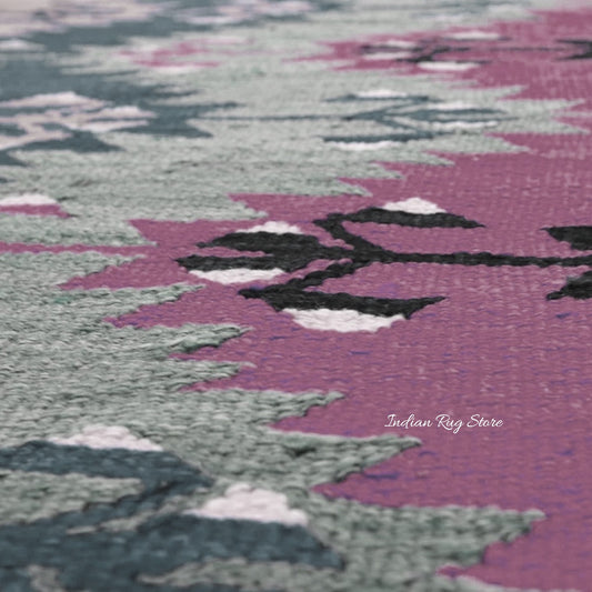 Purple and Gray Beautiful Hand Woven Hall Rug Purple and Gray Beautiful Hand Woven Hall Rug