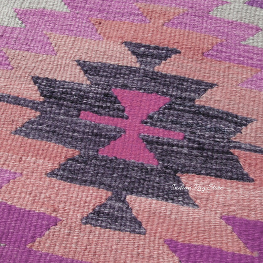 Hand Woven Wool Pink Hall Area Kilim Hand Woven Wool Pink Hall Area Kilim