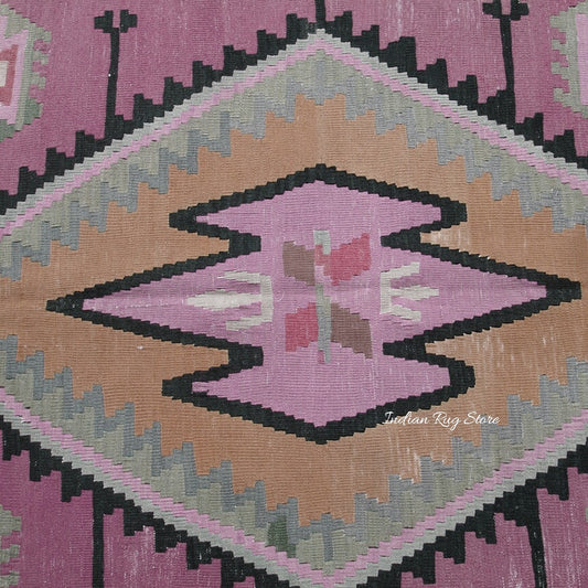 Light Pink Kilim With Black Bordered for Room Area Light Pink Kilim With Black Bordered for Room Area