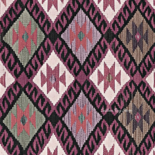 Alfombra de yute y lana tejida a mano con motivos geométricos en color negro y multicolor para la sala de estar Alfombra de yute y lana tejida a mano con motivos geométricos en color negro y multicolor para la sala de estar