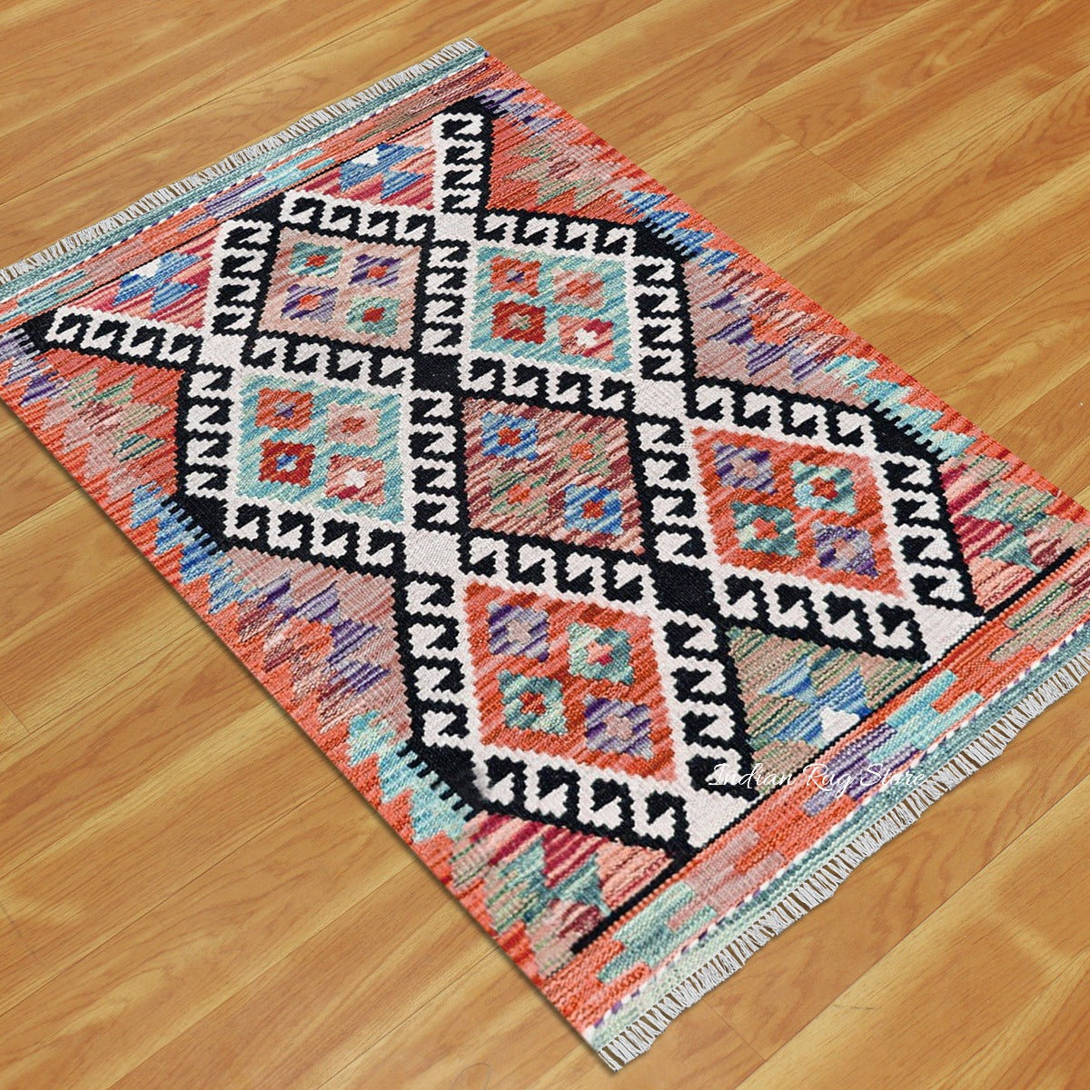 Hand Woven Wool Multicolor Bedroom and Gallery Rug - Indian Rug Store Hand Woven Wool Multicolor Bedroom and Gallery Rug - Indian Rug Store