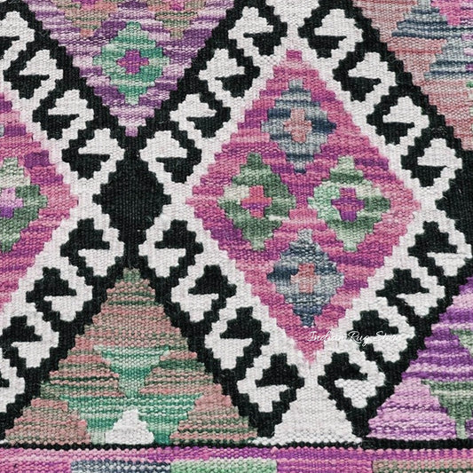Alfombra de yute y lana tejida a mano con motivos geométricos en color negro y multicolor para la sala de estar Alfombra de yute y lana tejida a mano con motivos geométricos en color negro y multicolor para la sala de estar