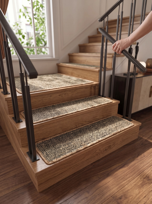 Handwoven Braided Jute Stair Treads, Sisal Boho Farmhouse Stair Mats (Set of 13) Handwoven Braided Jute Stair Treads, Sisal Boho Farmhouse Stair Mats (Set of 13)