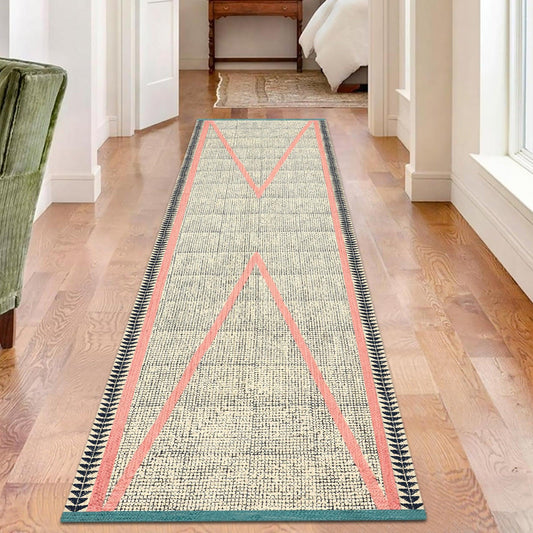 Tappeti in juta Sea House geometrici blu stampati a mano e attraenti Tappeti in juta Sea House geometrici blu stampati a mano e attraenti