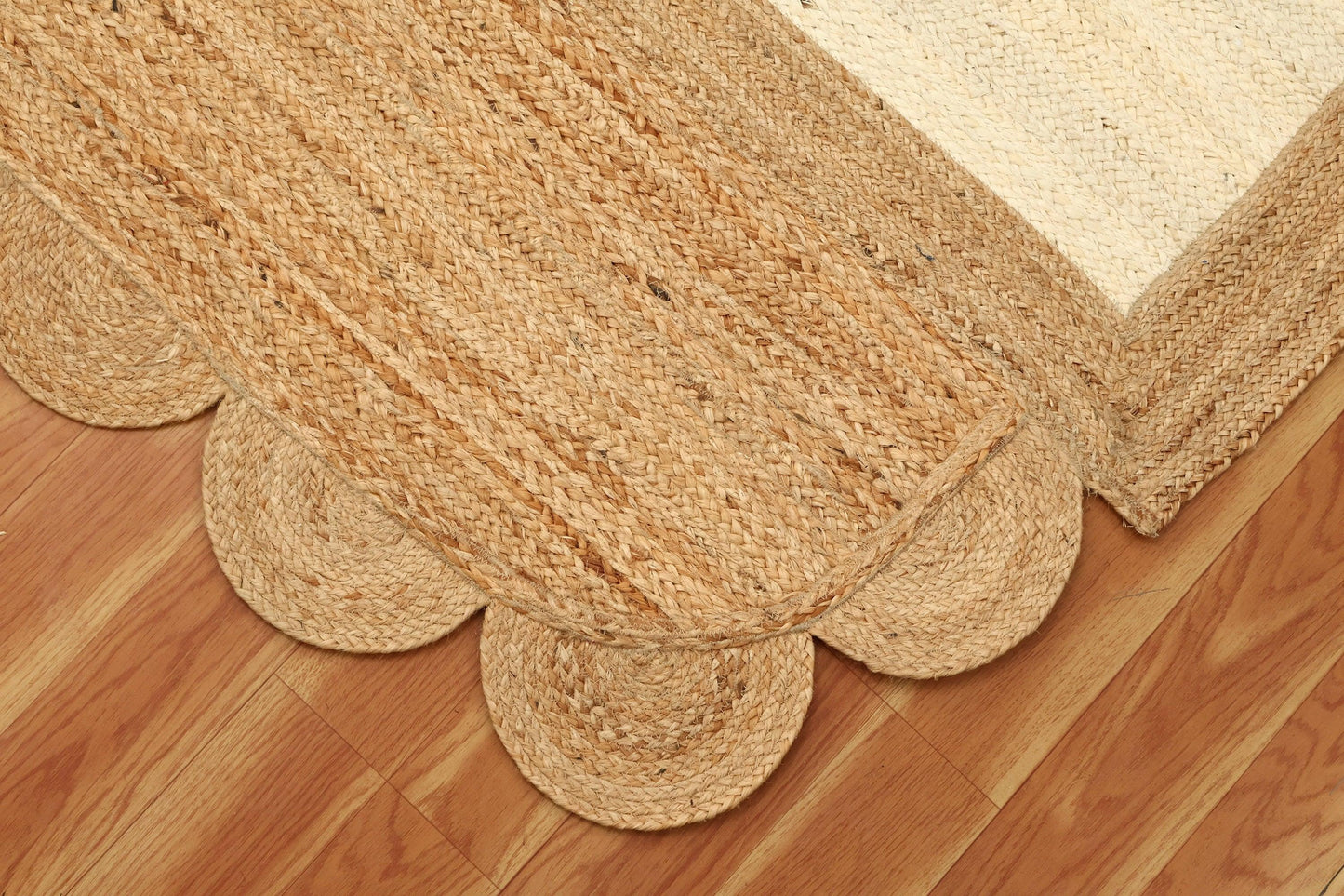 Trendy Hand Block Printed Geometric Beige Black Home Decor Jute Rugs - Indian Rug Store