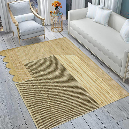 Hand Block Printed Geometric Traditional Beige Black Bedroom Decor Jute Rugs Hand Block Printed Geometric Traditional Beige Black Bedroom Decor Jute Rugs