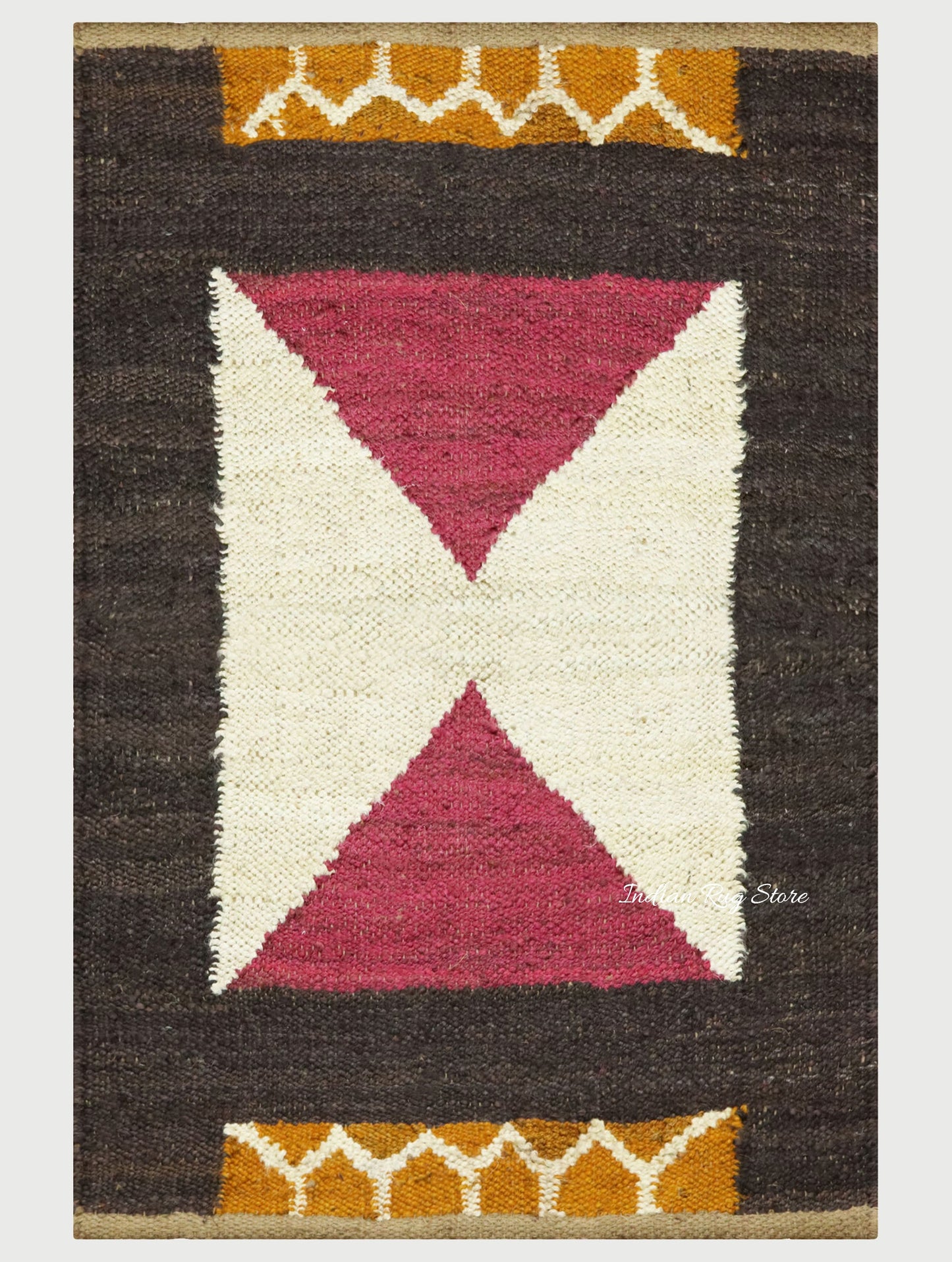 Hand Woven Brown Multicolor Traditional Sea House Jute Rug