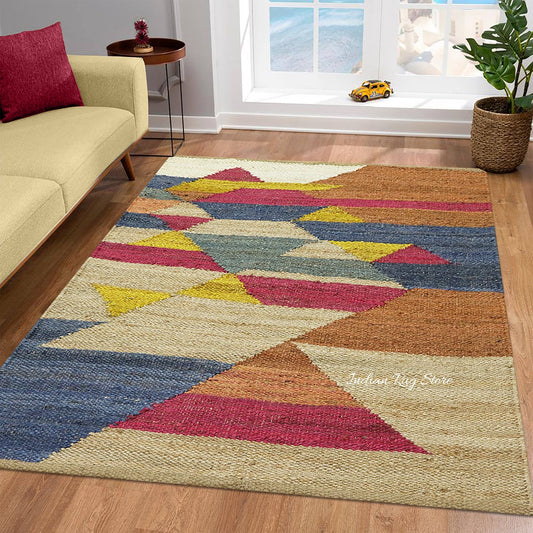 Attractive Beige Multicolor Hand Woven Entry Way Jute Rug Attractive Beige Multicolor Hand Woven Entry Way Jute Rug