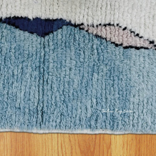 Tappeto per interni blu, ecologico, fatto a mano in stile fattoria Tappeto per interni blu, ecologico, fatto a mano in stile fattoria