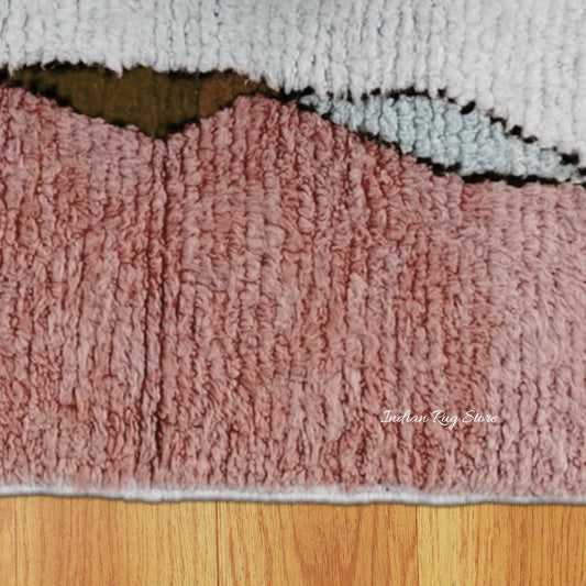 Tappeto per interni blu, ecologico, fatto a mano in stile fattoria Tappeto per interni blu, ecologico, fatto a mano in stile fattoria