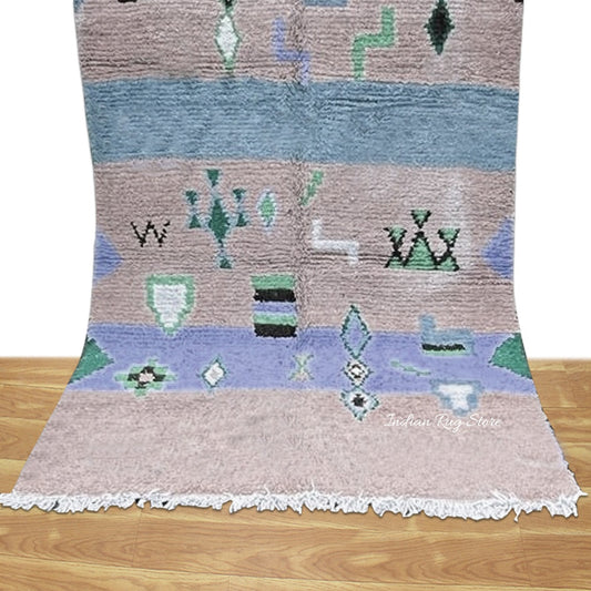 Tappeto per interni blu, ecologico, fatto a mano in stile fattoria Tappeto per interni blu, ecologico, fatto a mano in stile fattoria