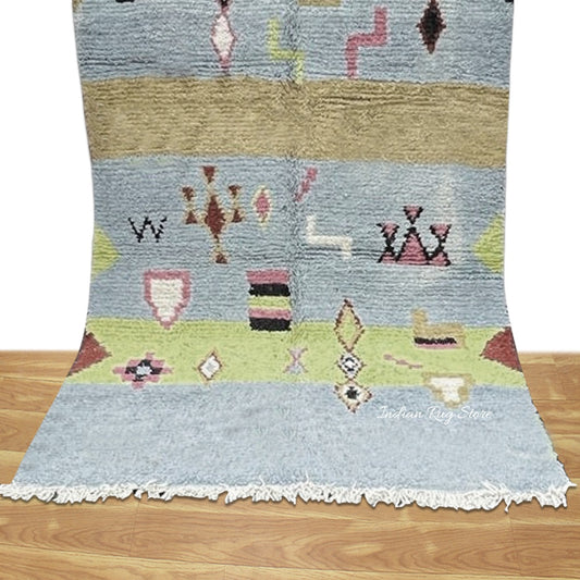 Tappeto per interni blu, ecologico, fatto a mano in stile fattoria Tappeto per interni blu, ecologico, fatto a mano in stile fattoria