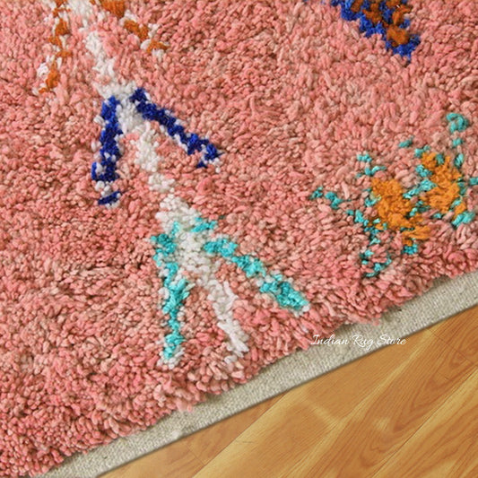 Tappeto per interni blu, ecologico, fatto a mano in stile fattoria Tappeto per interni blu, ecologico, fatto a mano in stile fattoria