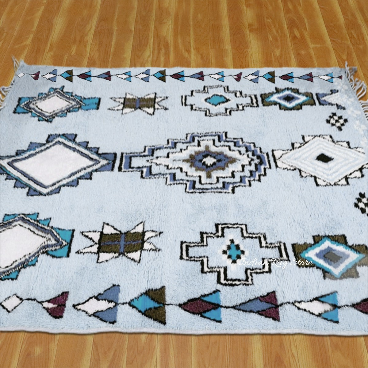 Eco Friendly Hand Tufted Beautiful Sky Blue color Area Rug - Indian Rug Store Eco Friendly Hand Tufted Beautiful Sky Blue color Area Rug - Indian Rug Store