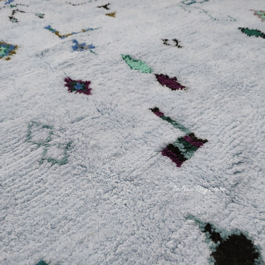 Tappeto per interni blu, ecologico, fatto a mano in stile fattoria Tappeto per interni blu, ecologico, fatto a mano in stile fattoria