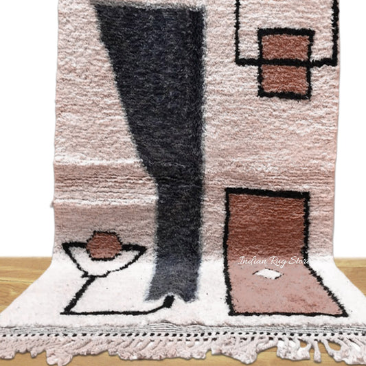 Tappeto per interni blu, ecologico, fatto a mano in stile fattoria Tappeto per interni blu, ecologico, fatto a mano in stile fattoria