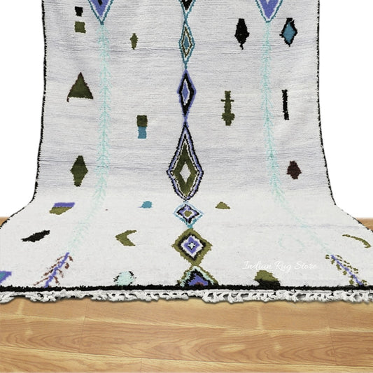 Tappeto per interni blu, ecologico, fatto a mano in stile fattoria Tappeto per interni blu, ecologico, fatto a mano in stile fattoria