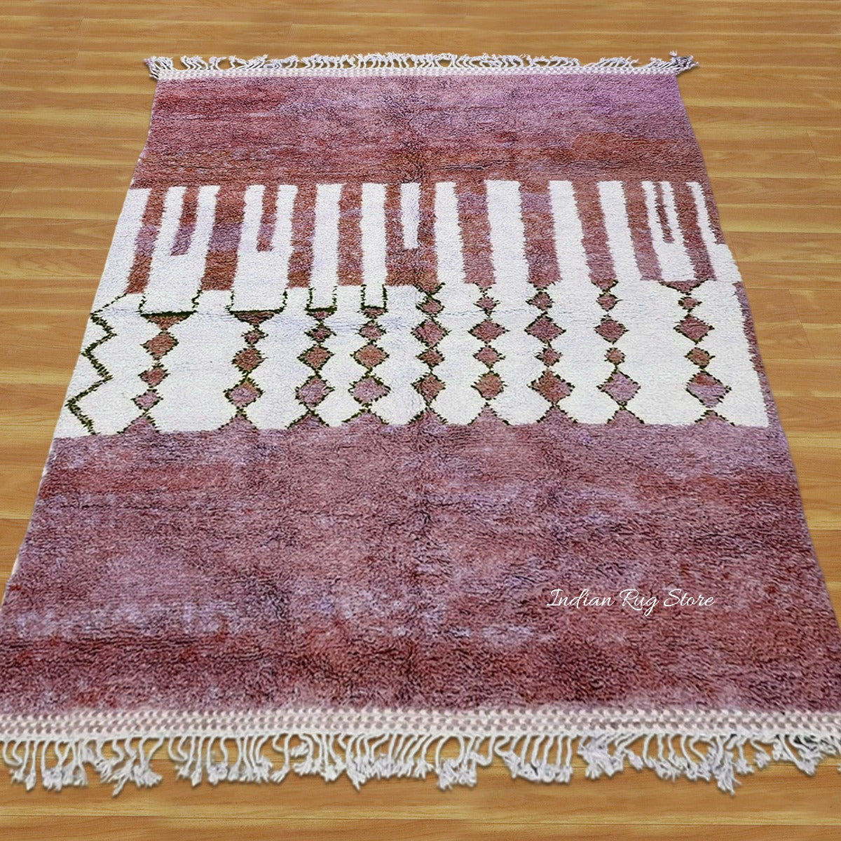 Hand Tufted Brick and White Color Textured Area Rug - Indian Rug Store Hand Tufted Brick and White Color Textured Area Rug - Indian Rug Store